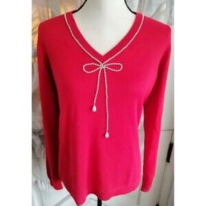 Joan Rivers Red Carpet Soft Chic Sweater with Rhinestone Bow Women Size M